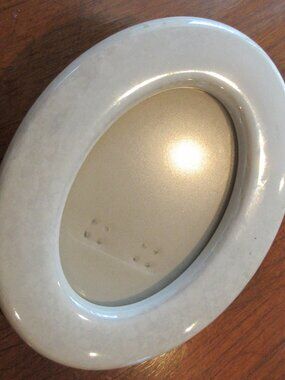 SmallCreamy White Marbelized Oval Frame, size below.